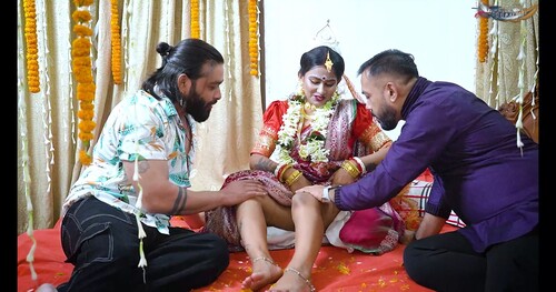 Newly Married Wife Sudipa Hardcore Fuck with Husband Friends When She Alone Home
