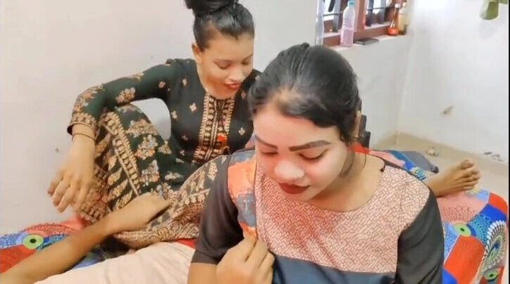 Sajina begum fucking boyfriend with her bestfriend Threesome Part 1